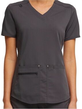 NWT Scrubstar Women’s Medium Ultimate Stretch Scrub Top Pewter Gray V-Neck Nurse